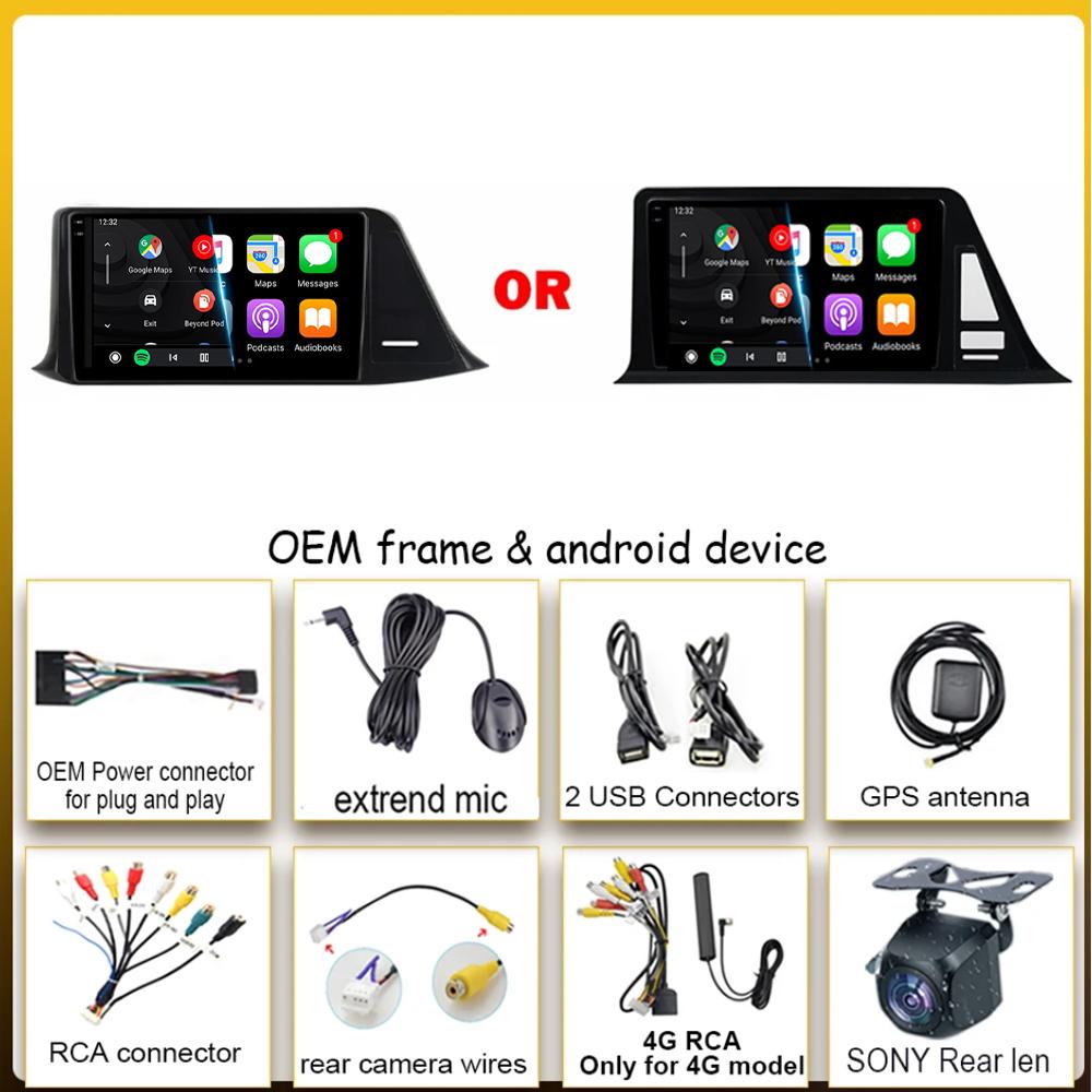 Car Radio Android 14 Carplay For Toyota C-HR CHR 2016 2017 2018 2019 2020 Multimedia Video Player Navigation Stereo GPS 2din DSP