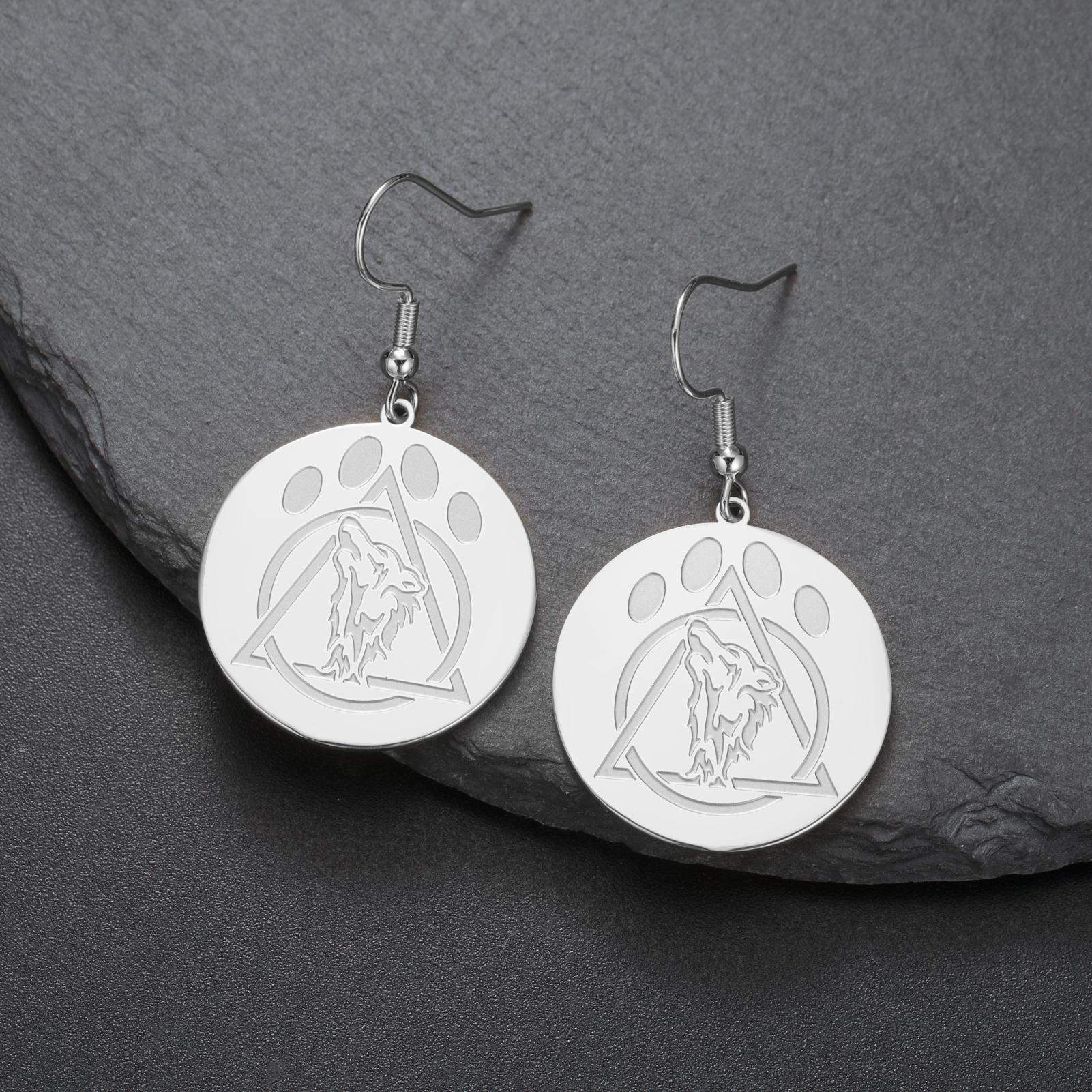 

LIKGREAT Wolf Claw Earrings for Women Stainless Steel Therian Medallion Pendant Drop Earring Jewelry Gift Wholesale