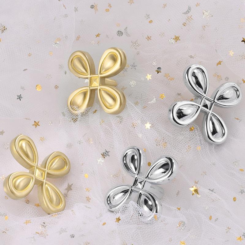 Clover, Brass, Handle, Light Luxury, Simplicity, Drawer Clothes Cabinet Door Handle, Flower, Brass Handle