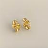 Geometric Pleated Milk Tea Flower Earrings for Women 2024 New Popular Lotus Leaf Edge Earrings