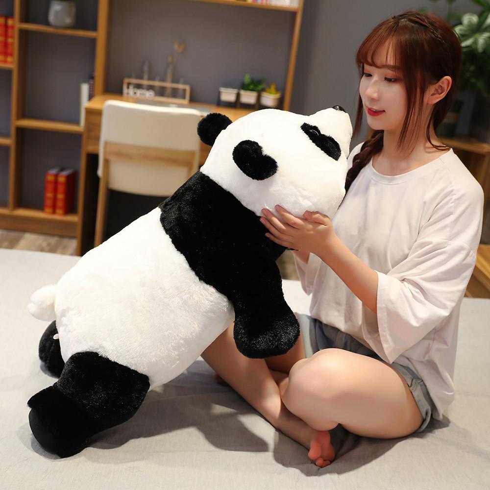 Latest 50cm-110cm Lying Panda Plush Playthings Gentle Cartoon Animal Black Plus White Stuffed Doll Sleeping Pillow