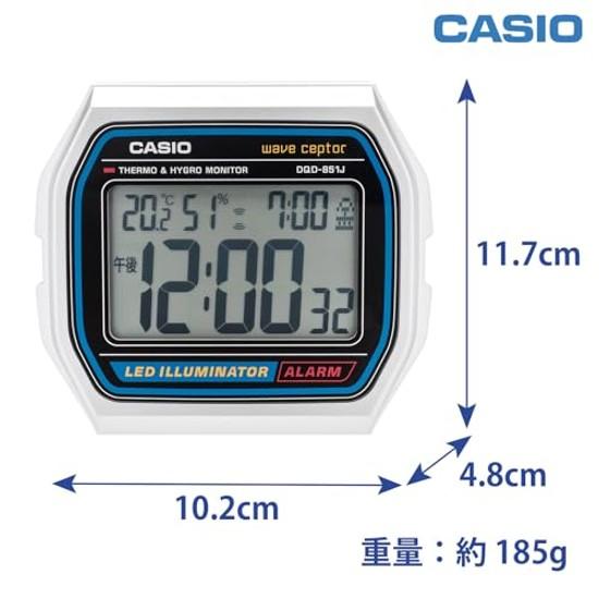 CASIO Alarm Clock Radio-controlled Temperature Humidity Display Date Day Week Electronic Sound Snooze Light Silver Model DQD-851J-8JF.