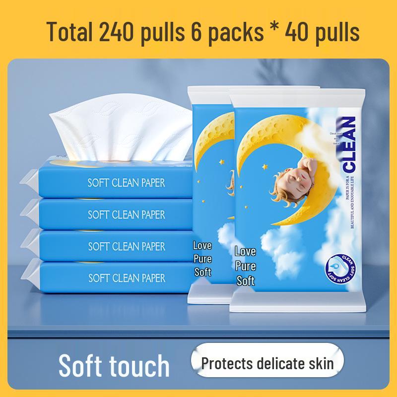 

Облачно Мягкие Портативные Детские Салфетки: 6 штук, по 40 салфеток в каждой, идеально для путешествий и домашнего использования