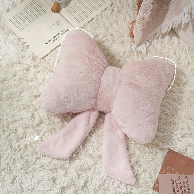 1pcs Plush Car Neck Pillow with Bow Design All-Season Comfort Cushion for Seat Lumbar Support Elegant Auto Accessories