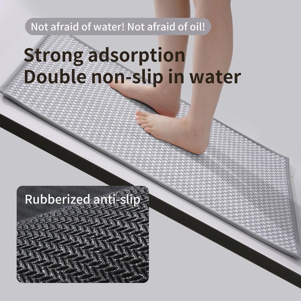 Chenille Woven Bath Mat Rug - Ultra Absorbent & Quick-Drying, Non-Slip Rubber Backing, Soft Breathable, Safe Odorless Design