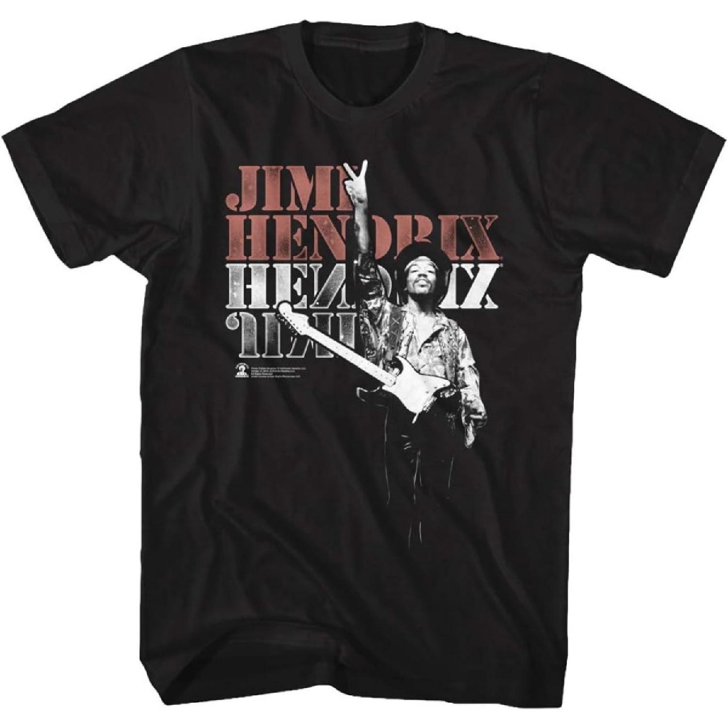 Jimi Hendrix 1960s Psychedelic Musical Icon Peace Black Adult T-Shirt Tee S