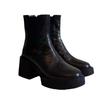 Spring and Autumn Women's Thick Bottom Ankle Boots Fashion Side Zipper Short Boots Women's Elegant Square High Heels