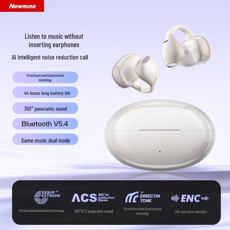 Newman LY36 Open-Ear Clip-On Bone Conduction Bluetooth Headphones