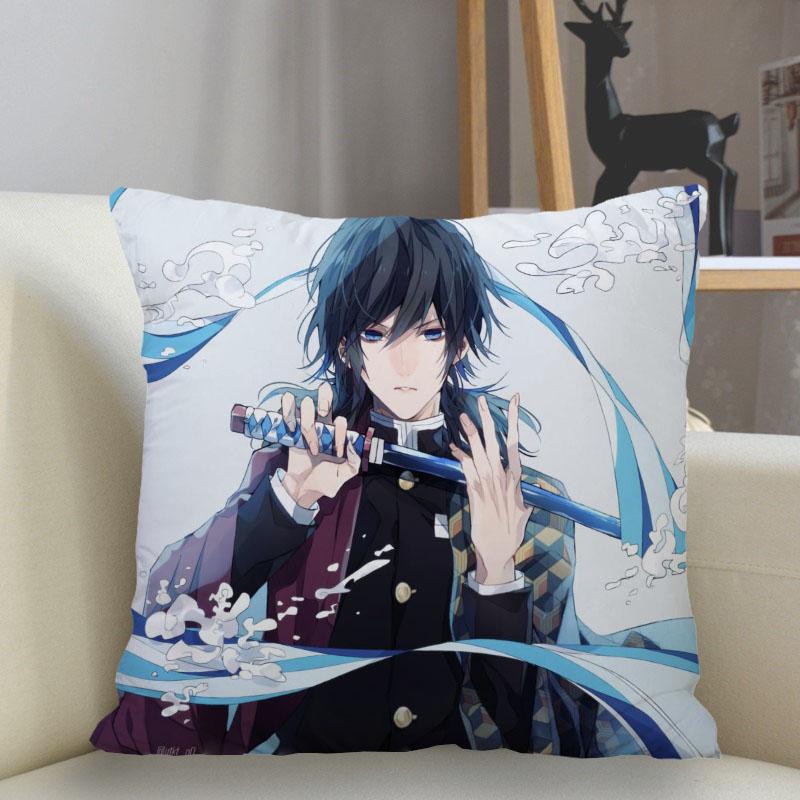 Funda de Almohada 45x45cm Poliéster Demon Slayer Decoración Sofá Funda de Cojín Funda de Almohada Decoración Hogar