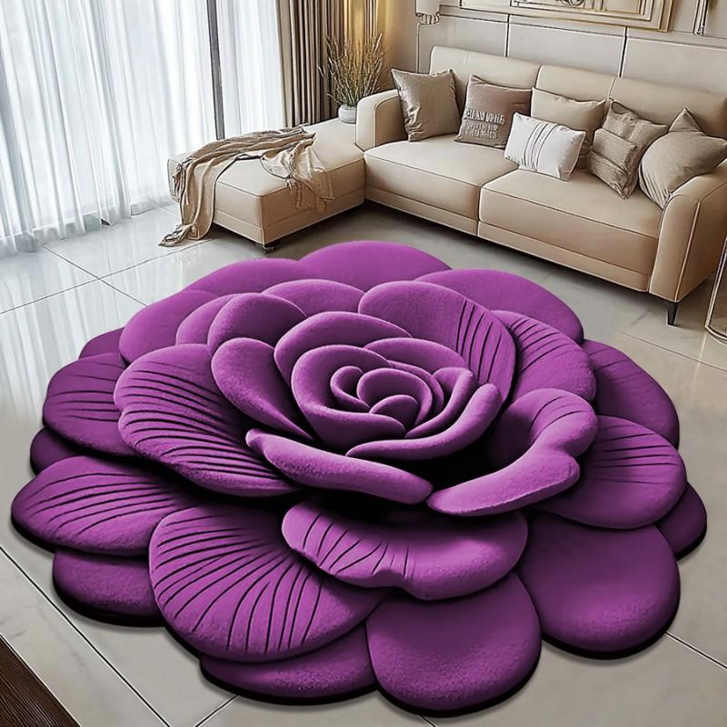 3D Floral Diatomite Floor Mat Living Room Sofa Coffee Table Non-Slip Absorbent Rug Washable Home Decor