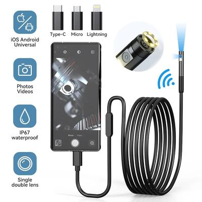 Neue Mini-HD-Auto-Inspektionskamera, 8 mm Einzel-/Doppelobjektiv-Endoskopkamera, iPhone IOS, universell wasserdicht, geeignet für verschiedene kleine Rohre