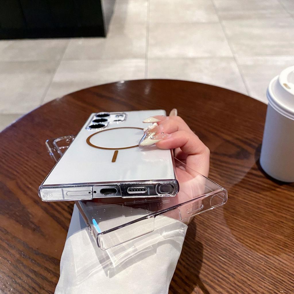 Suitable for Samsung High Magnetic Suction PC Large Hole Full Inclusive S25ULTRA Mobile Phone Case Simple S24PLUS FE