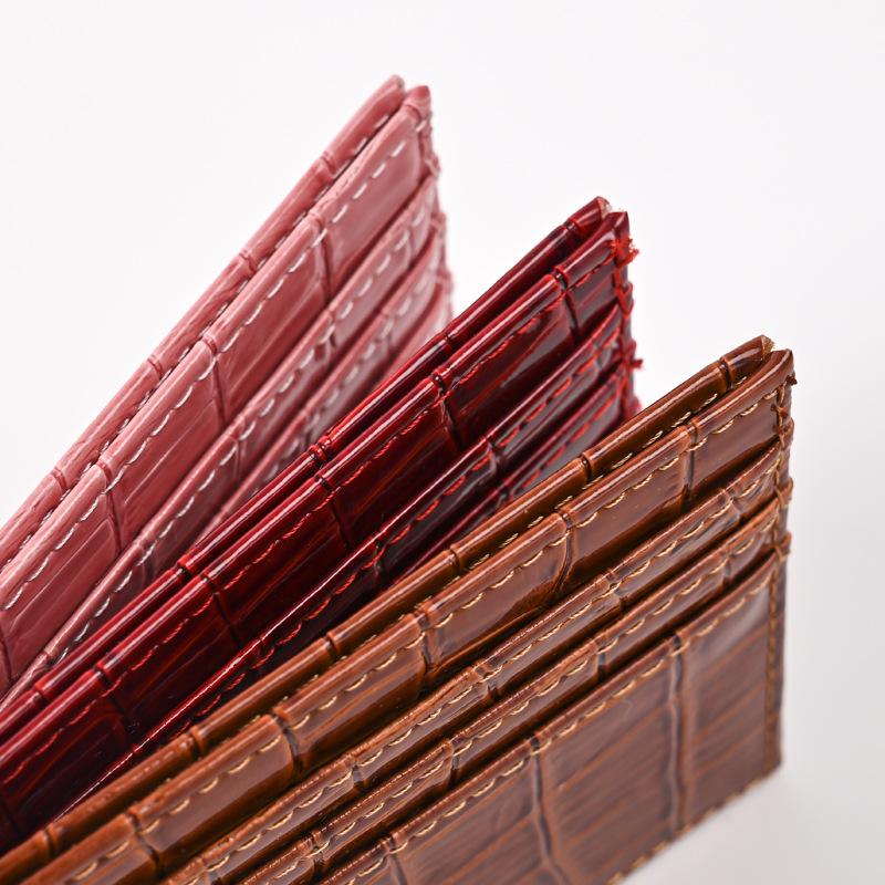 Krokodilmönster Korthållare Plånbok Pu-läder Tunt Kvinnors Kreditkortsfodral Väska Student-ID Busskortskyddsväska