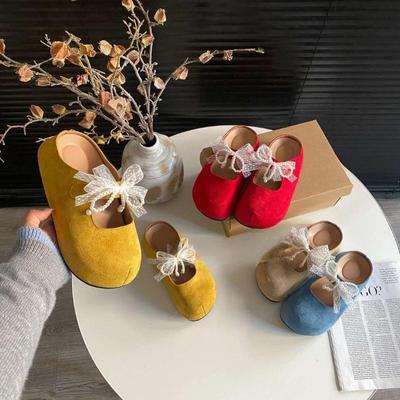 Sweet Lace Bow Bun Birken Shoes Women's Slippers Fashionable and Versatile Bag