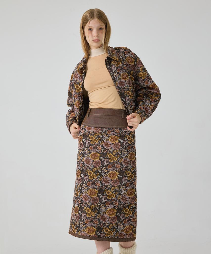 Yusentig Jacquard Long Skirt Brown Oe3As60093