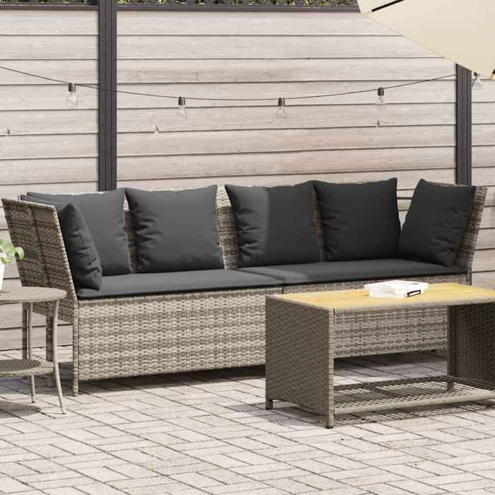 VidaXL Canapé de jardin et coussins gris clair résine tressée, canapé d'extérieur, causeuse de jardin, meuble d'extérieur, 4104127
