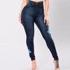 Ladies Embroidered With High Elasticity Straight Barrel And Tight Legs Jean