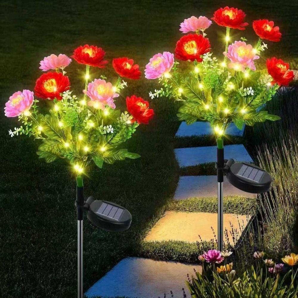 7 Heads LED Simulation Flower Lights Colorful Solar Lawn Lights Solar Lotus Flower Lights  Patio