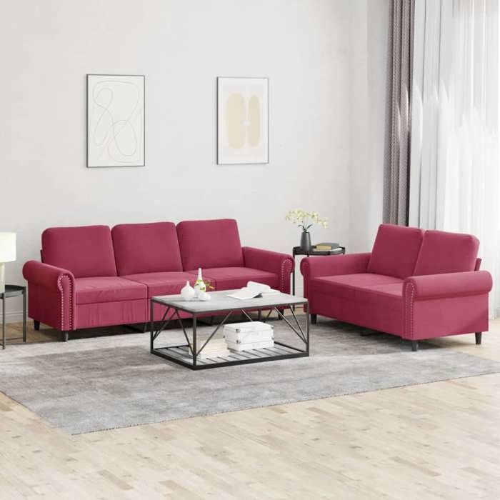 VidaXL Ensemble de Canapés avec Coussins 2 pcs, Canapés avec Accoudoirs et Dossier, Ensemble de Meubles, Mobilier de Salon, 3202254