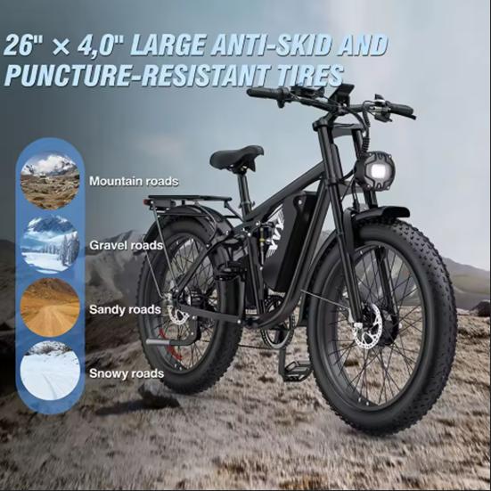 C26MAX Ebike 2000W Duální motor 48V23AH Terénní elektrické kolo Hydraulická brzda Plné odpružení 26 * 4,0palcové Tlusté pneumatiky MTB Elektrické kolo