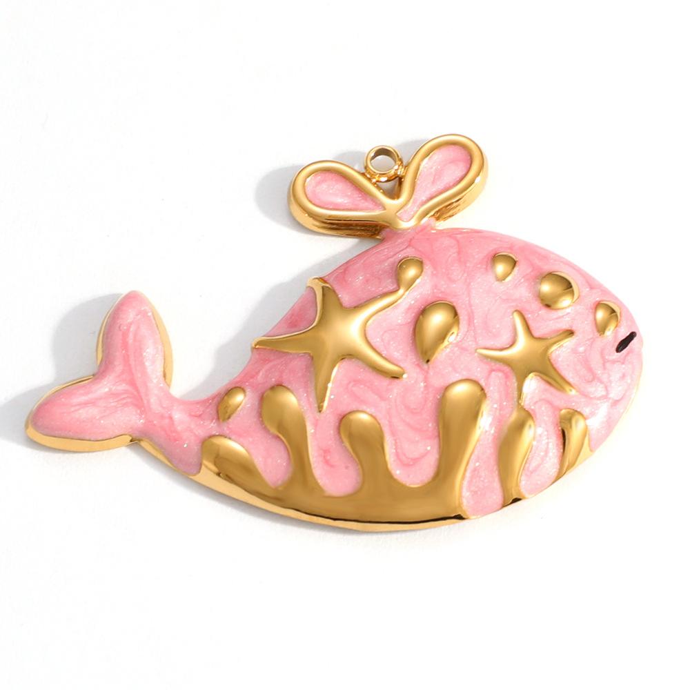 Sommer Meeresstil Bunter Muschel Seestern Anhänger 18K Vergoldeter Edelstahl Geschenk Schmuck