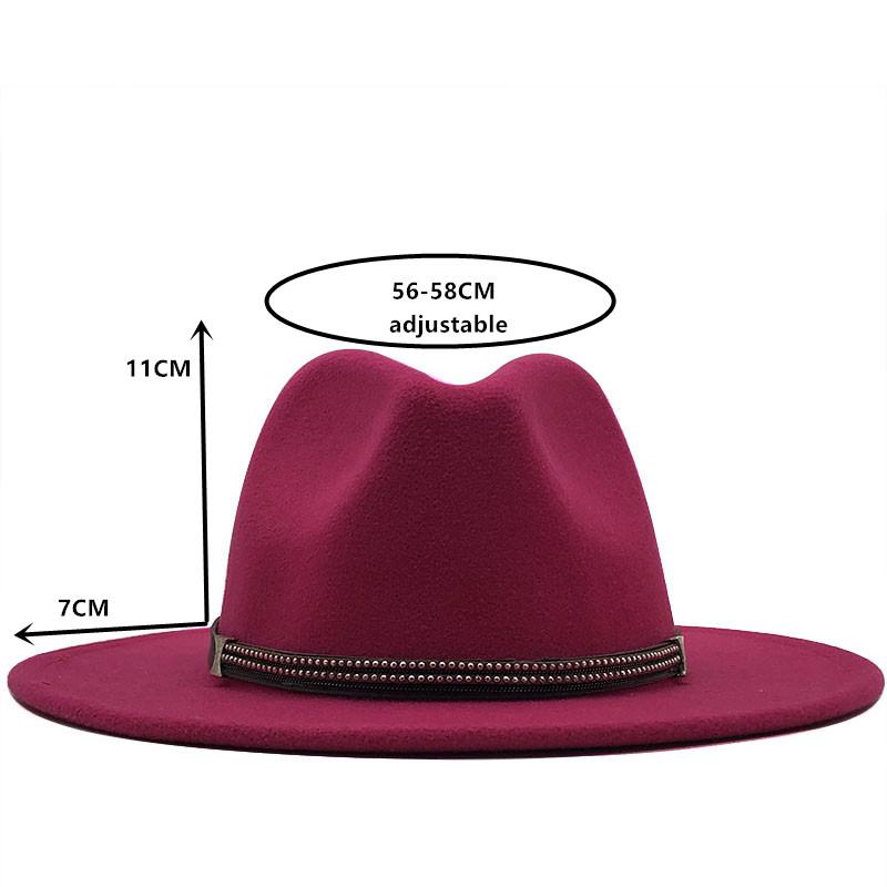 17 Colors Wool Felt Jazz Fedora Hats Belt Buckle Decor Women Unisex Wide Brim Panama Trilby Cowboy Cap Sun Hat