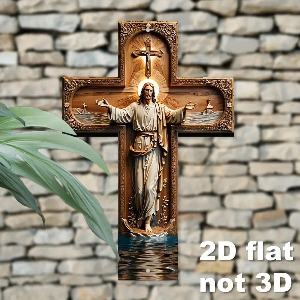 1pc Vintage Metal Cross Wall Decor - Metal Church Cross Suitable for Christmas, Hanukkah - Indoor Religious Church Decoration