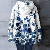 Women's Floral Print Loose Casual Long Sleeved Hooded Sweatshirt