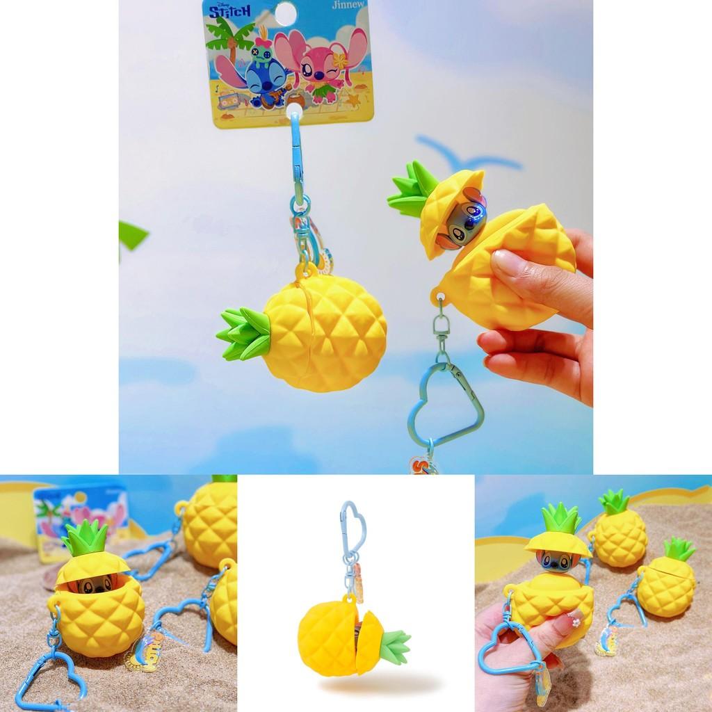 Stitch Summer Beach Collection Pineapple Silicone Keychain With Cute Character Design For Kids And Teens