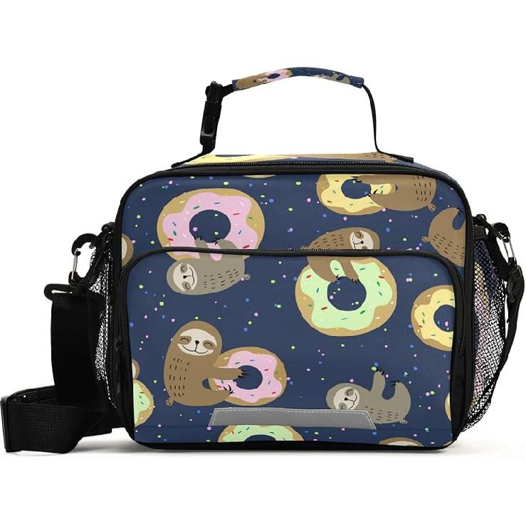 Dinosaur Animal Print Yellow Lunch Box Boys, Lunch Bag for Kids School Insulated Tote Bag Cooler Tote with Adjustable Shoulder Strap for Girls