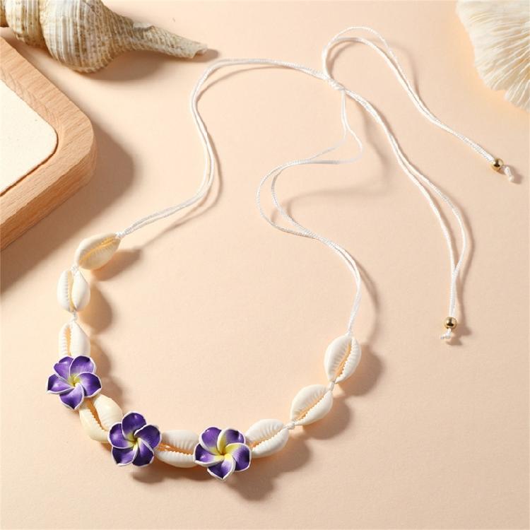 Handmade Ceramic Floral Shell Necklace Intricate Petal Designs Everyday Jewelry Accessory