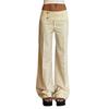 American Style Low-Rise Patchwork Trousers: Autumn/Winter Casual, Comfortable, Slight Stretch, Straight Leg