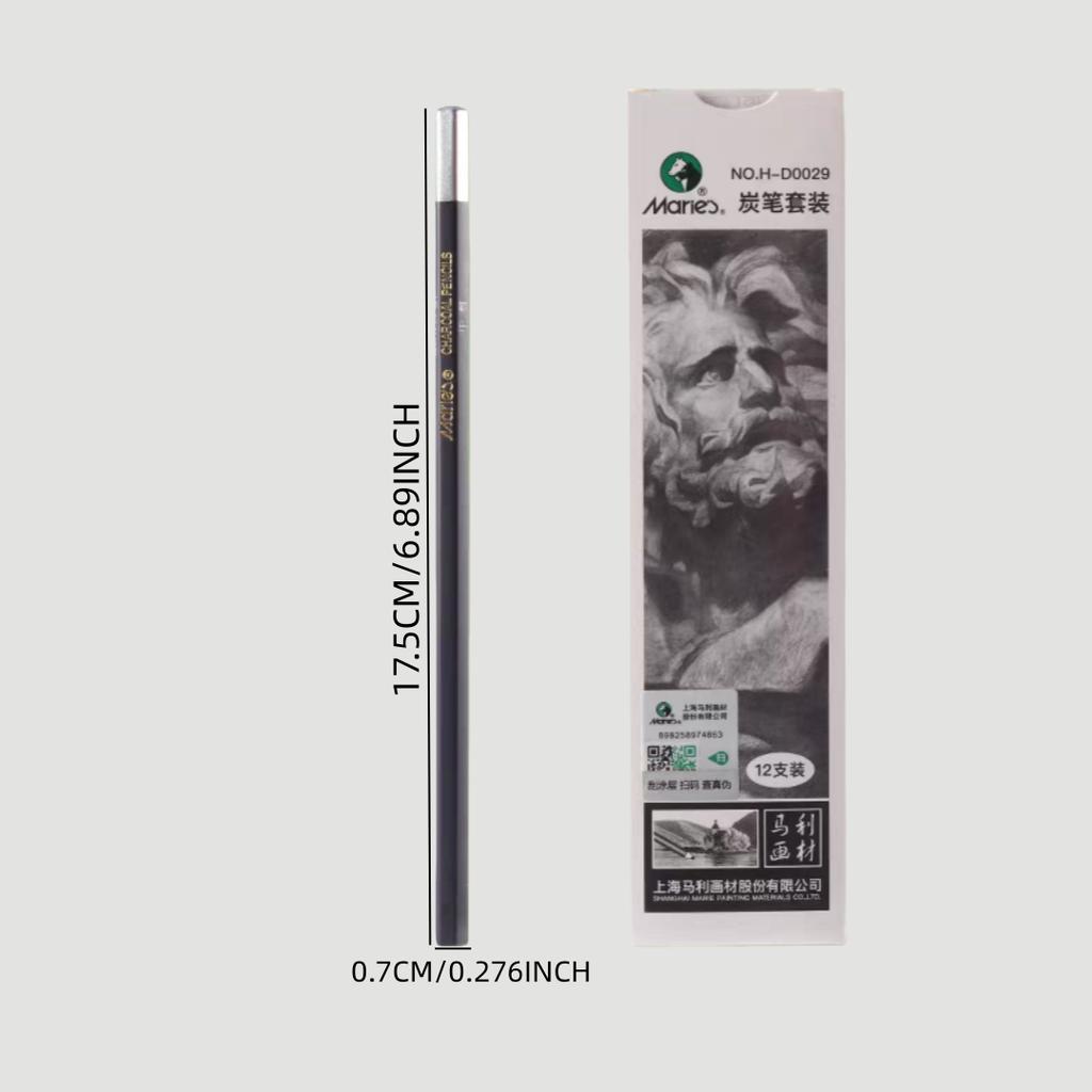 Sketch pencils, drawing set including HB/B/2B/4B/6B/8B, charcoal set including soft, medium and hard charcoal pencils