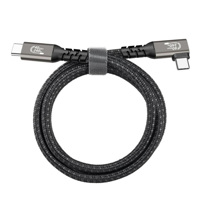 90 Degree USB C Data Cable 40Gbps Synchronized 8K UHD Display Suitable for Laptops Tablets Rapid Charging Data Transfer