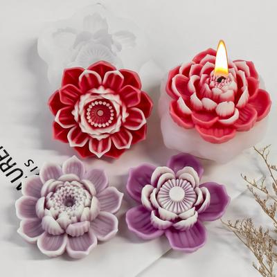 3D Lotusblumen Duftkerze Silikonform Harz Gips Ornamente Form Handgemachte Seife Kerzenherstellung Zubehör