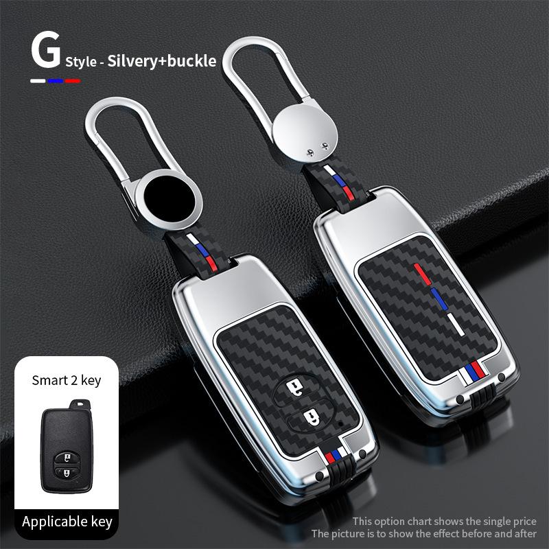 Metal Key Case for Toyota Camry, Crown, Reiz, Prado, Land Cruiser - Snap Button Design