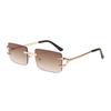 2PCS European and American Retro Gradient Frameless Sunglasses for Men New Trend Boxy Sunglasses for Women UV Resistant