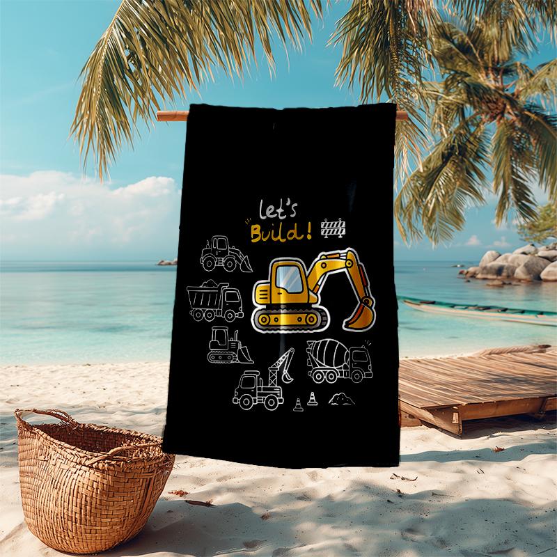 Ultra-Soft Beach Towel with Excavator Theme,Ideal for Pool - Camping, Diving - Perfect Travel Essential, Vibrant Beach Towel.