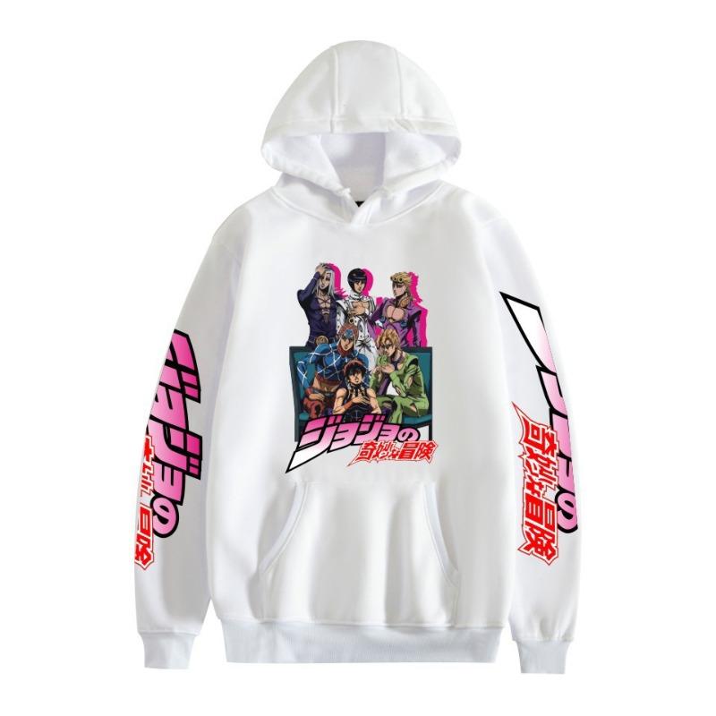 Japanese Anime JOJO Bizarre Adventure Printed Hoodie with A Fluffy Lining Man Sweatshirts Long Sleeve Fashion Female Streetwear