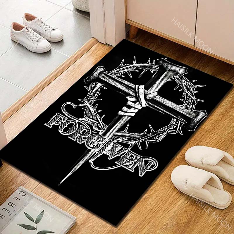 1PC Cross, Thorns, Forgiven Carpet for Living Room Bedroom Sofa Home Decor Rus Non-slip Floor Mat Luxury Gift Multiple Sizes