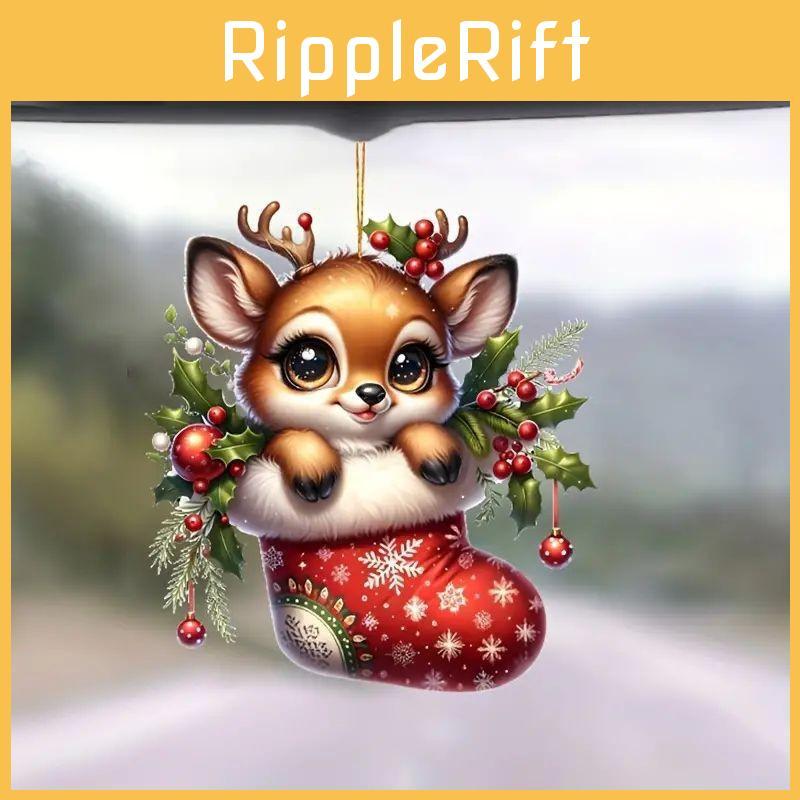 Car Holiday Pendant Cartoon Deer Design Acrylic Construction Decoration Festive