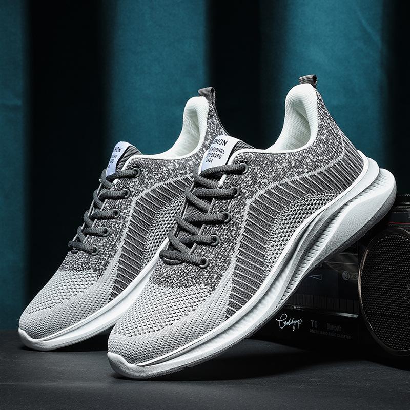 

New casual running coconut shoes casual sports men s shoes fly-woven mesh breathable running shoes 46 серый