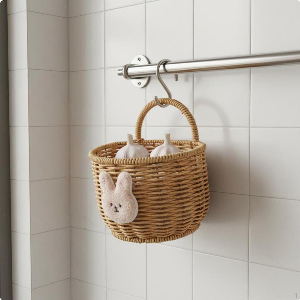 Gingers Garlic Storage Basket Easy To Hang Wall WallMounted Versatile Small Woven