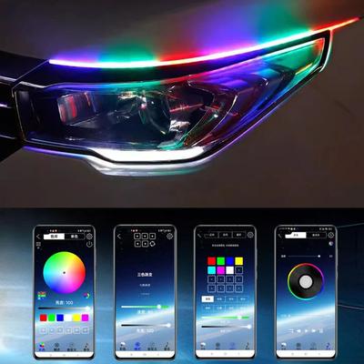 2 Buc DRL Auto LED Lumină de Zi Control APP Flexibil Super Luminoasă 12V RGB Semnalizare Dinamică Far Lampă Decorativă