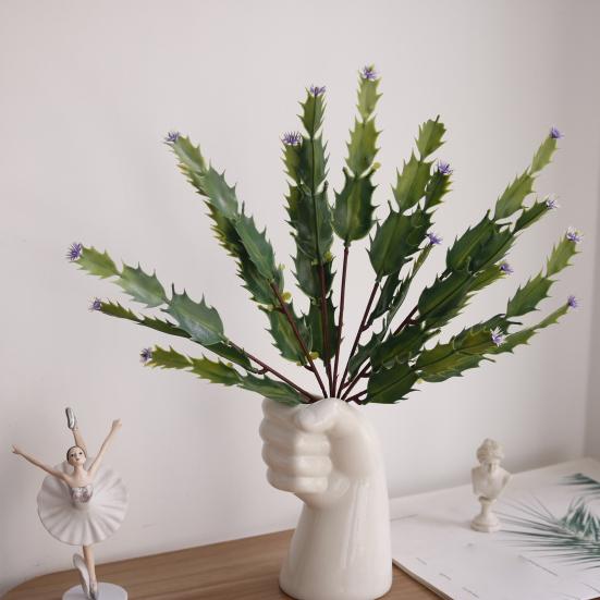13 Inch Artificial Cactus with Purple Flowers Realistic Unpotted Fake Cactus Plant for DIY Flower Arrangement Outdoor Indoor Garden Home Decor