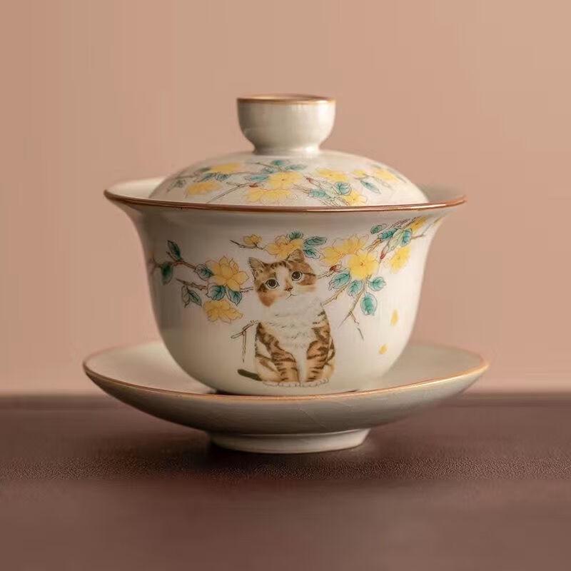 Ru Kiln Crackle Glaze Sancai Gaiwan