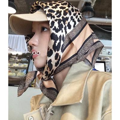 New Leopard Print 70cm Square Scarf Women's Imitation Silk Scarf Casual Decoration Small Neck Scarf Hijab Scarves Bandan