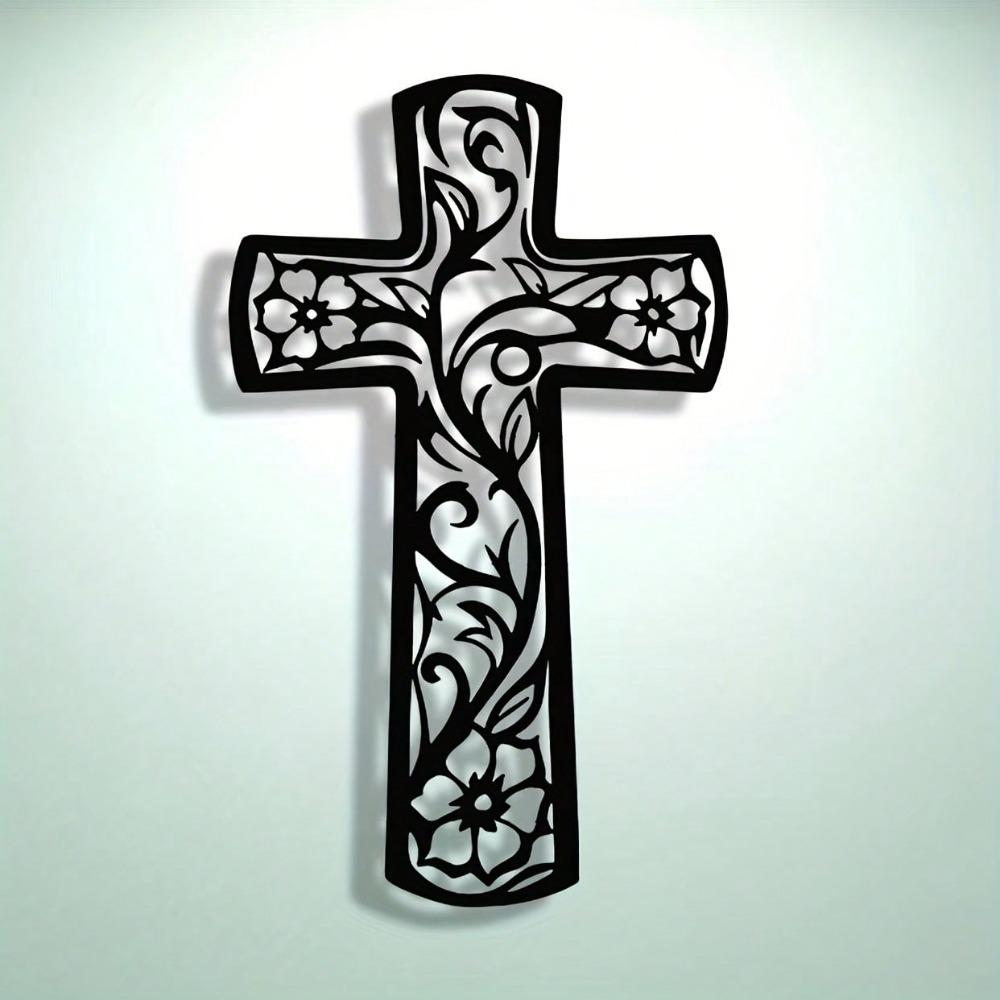 Abstract Cross Wall Art Metal Decor Filigree Grapevine Design Modern Spiritual Sculpture Office Living Room