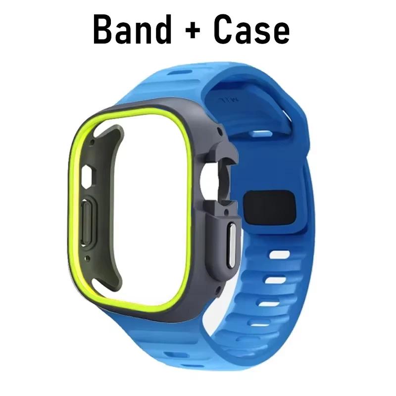 TPU Case+Silicone Strap for Apple Watch Band Ultra 49mm Sport Band for Iwatch Series10 9 8 7 6 SE 5 4 46mm 45mm 44mm 41 40 42mm