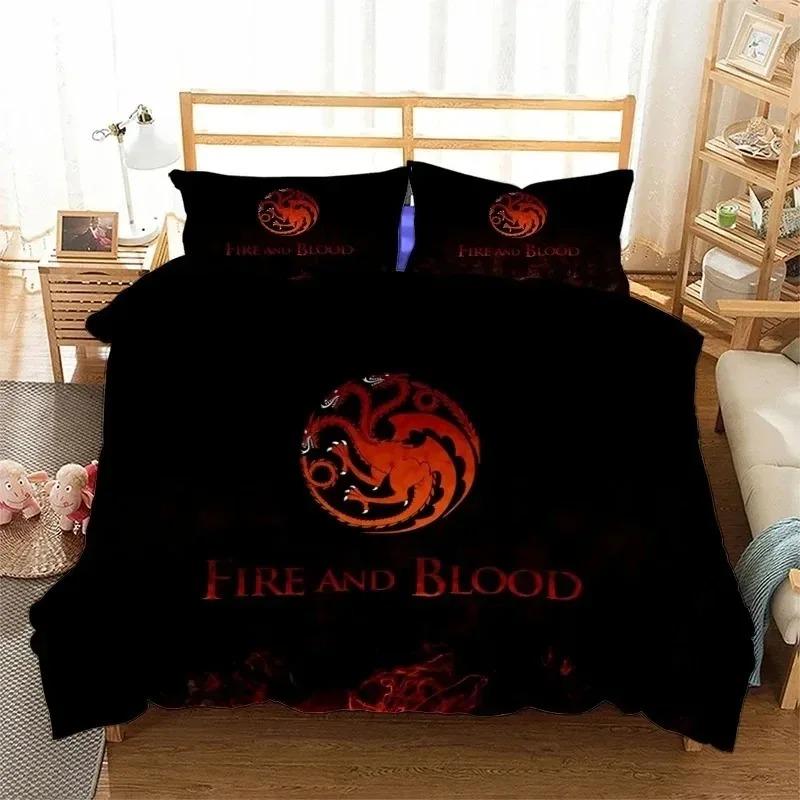 3D Print Cartonn Fire and Blood Bedding Set Duvet Covers Pillowcases One Piece Comforter Bedding Sets Bedclothes Bed